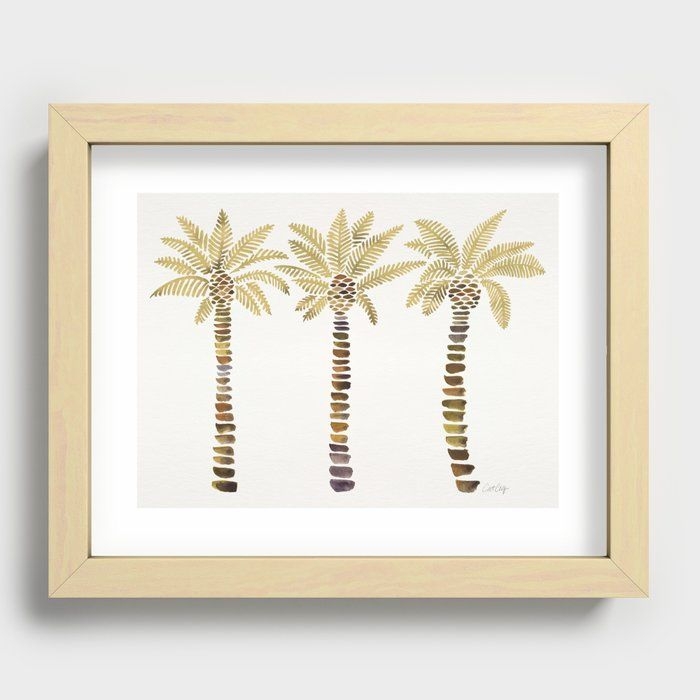 Recessed Framed Print | Mediterranean Palm Trees - Gold Palette by Cat Coquillette - Maple - 8" x 10" - Society6