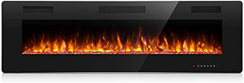 Recessed & Wall Mounted Electric Fireplace, Remote Control w/ Timer, Adjustable Flame Color & Speed