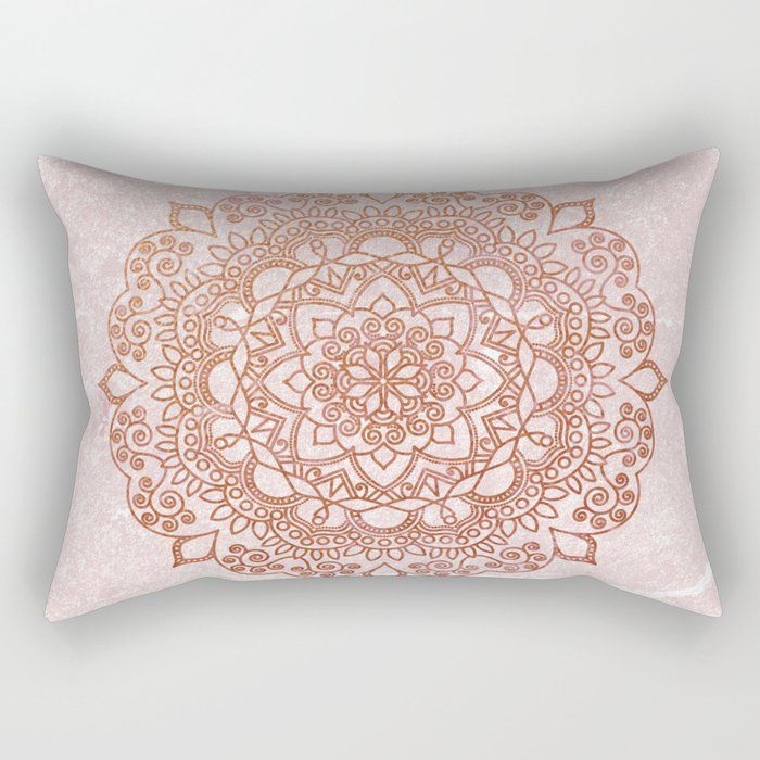 Rectangular Pillow | Mandala On Concrete - Rose Gold by Gale Switzer - Small (17" x 12") - Society6