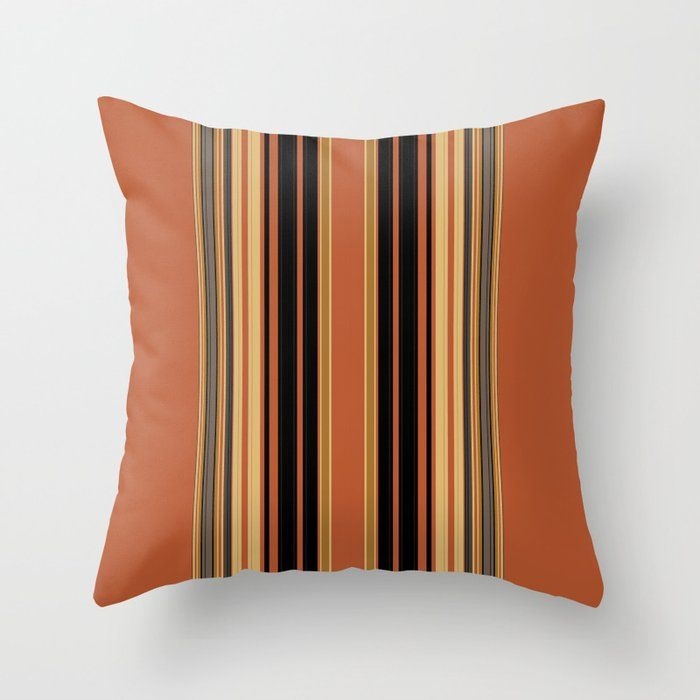 Retro Orange Stripes Throw Pillow - Cover (16" x 16") With Pillow Insert - Indoor Pillow