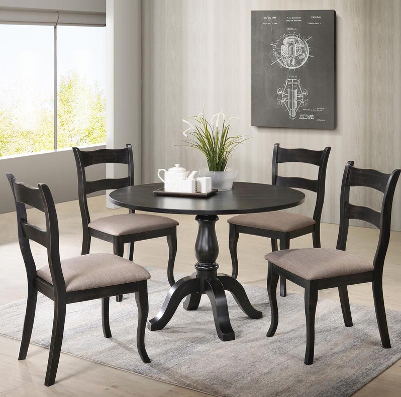 Riveria 5 - Piece Solid Wood Top Pedestal Dining Set