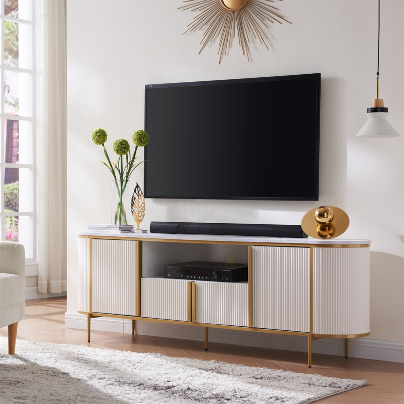 Rosevell 70"W TV Stand for TVs up to 78", Blister Molding Media Television Console Table
