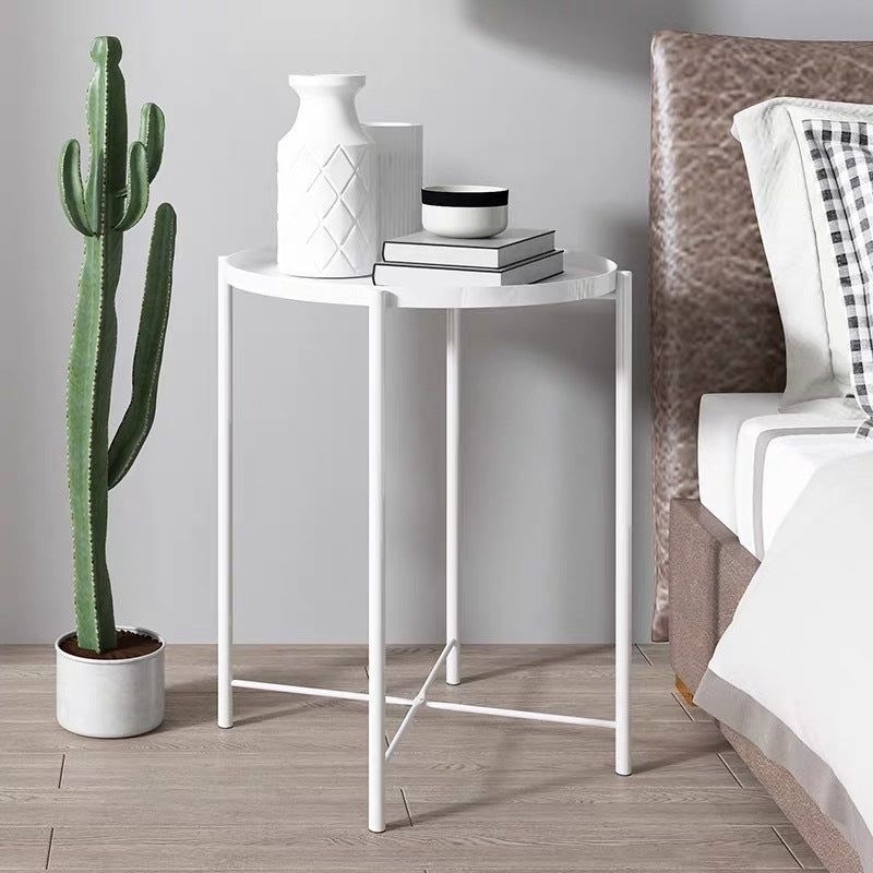Round Iron Simplistic Side Tables - White