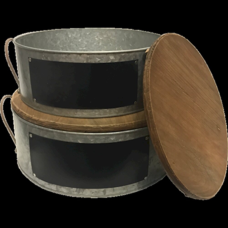 Round Metal 2 Piece Bucket Set