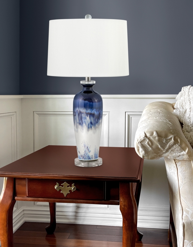Sabbia 28 in. Blue and White Table Lamp (Set of 2)