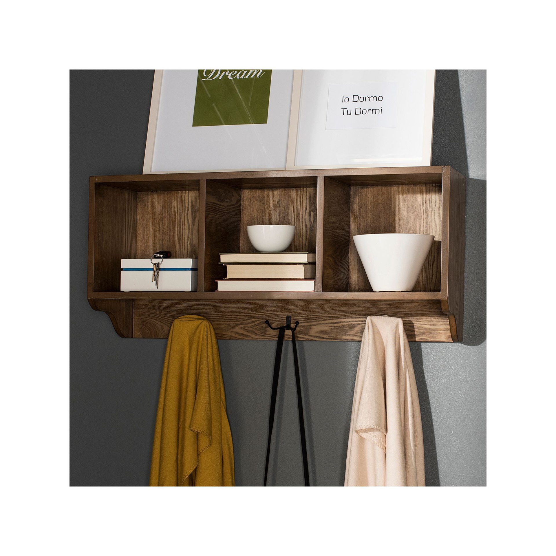 Safavieh Alice 3-Hook Wall Shelf, Brown