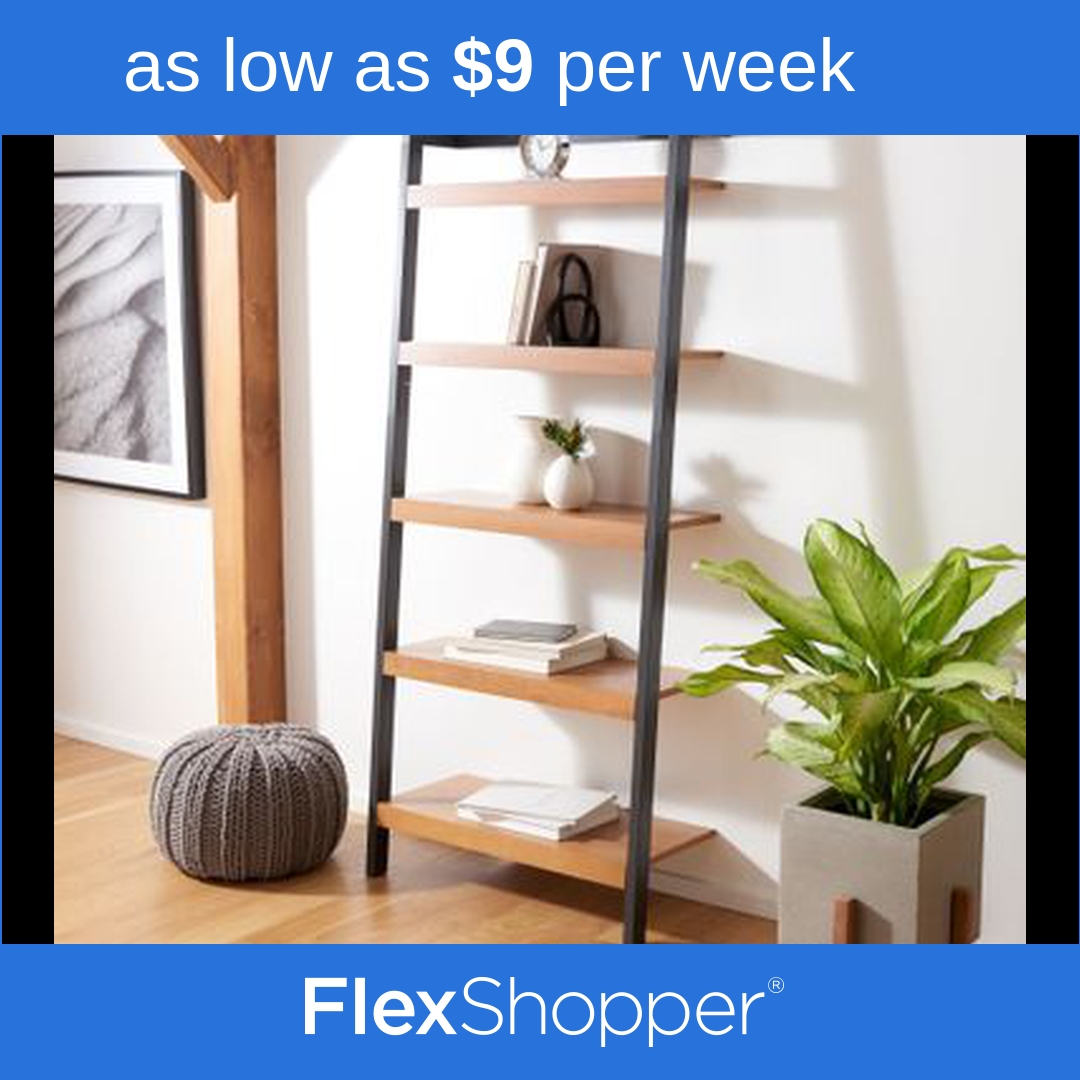 Safavieh Beauregard 5-Tier Leaning Etagere Bookcase - 31.5" W X 11" L X 72.4" H - Natural/charcoal