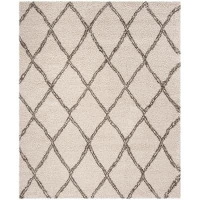SAFAVIEH Hudson Shag Ivory/Gray 8 ft. x 10 ft. Geometric Diamonds Area Rug