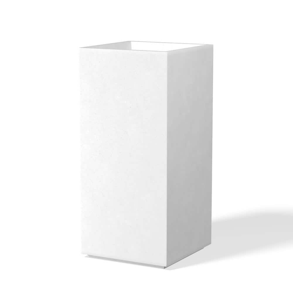 Sapcrete Modern 24 in. High Large Tall Elongated Square Crisp White Outdoor Cement Planter Plant Pots