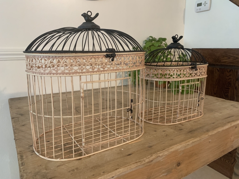 Sarver Handmade Animals Decorative Bird House Or Cage (Set of 2)