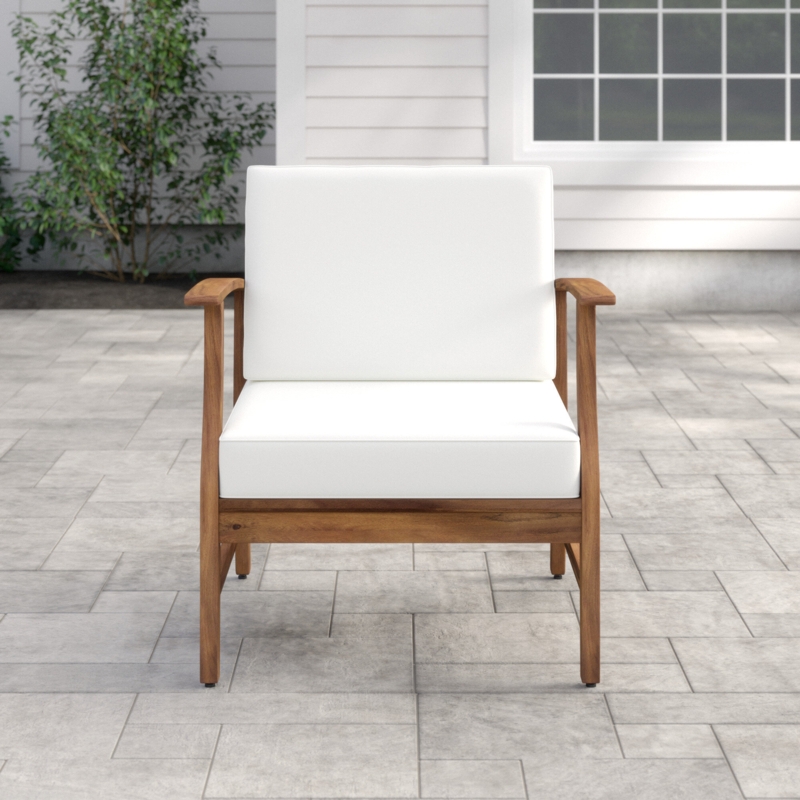 Saybrook Modern Outdoor Wood Patio Chair with Cushions (Set of 4)