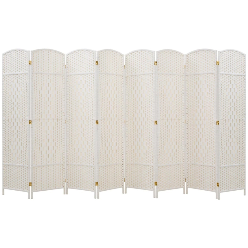 Sebeka 8 Panels Room Divider 6 FT Tall Weave Fiber Privacy Screen Freestanding Double Folding Screen