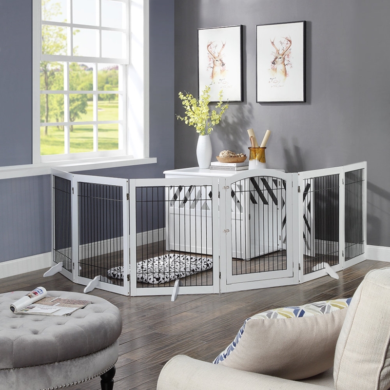 Serra Wire Pet Free Standing Gate with Two Pairs of Support Feet