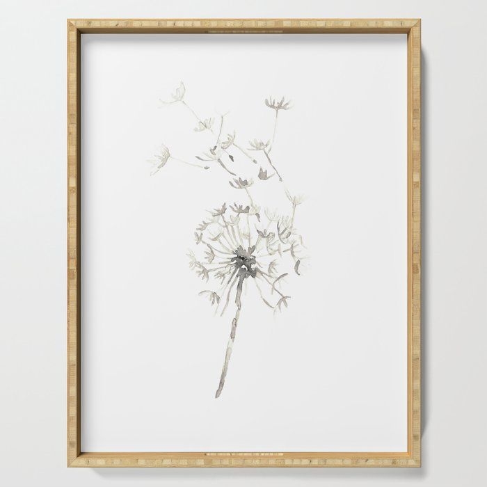 Serving Tray | Dandelion Flowers Watercolor Painting by Goodfairyart - 18" x 14" x 1.75" - Society6