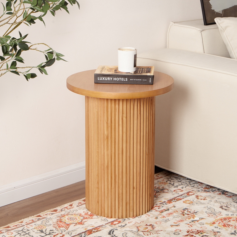 Serwon 22" Tall Pedestal Wood Round End Table