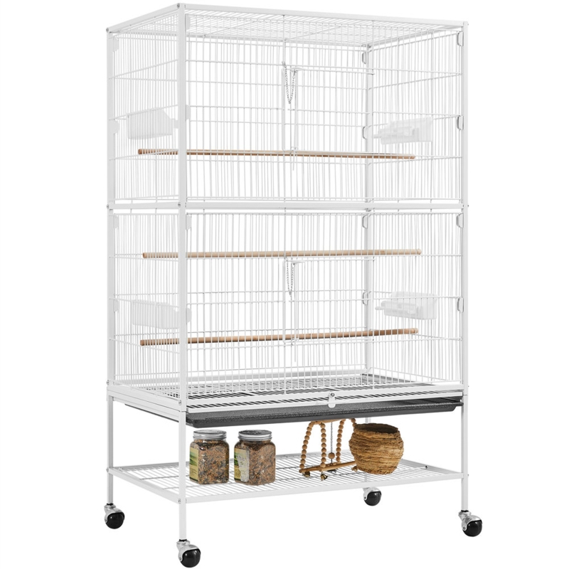 Sevigny 52'' Steel Flat Top Flight Cage with Wheels