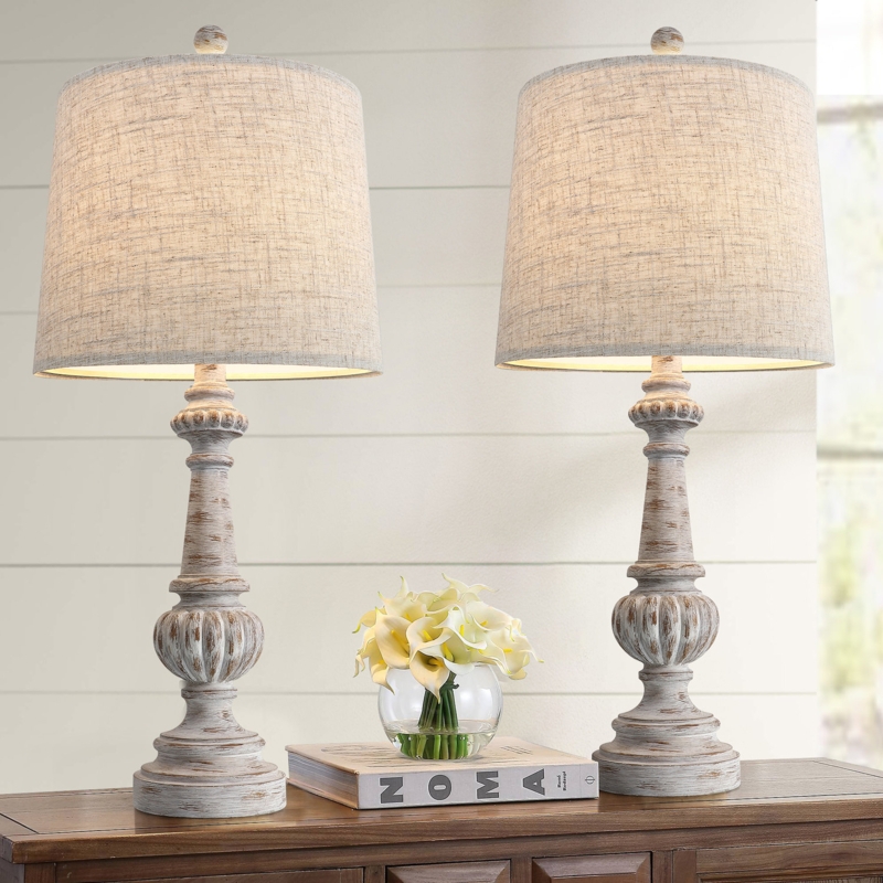Shaunte 24.5"Antique Traditional Table Lamp Suitable for Living Room, Bedroom, Office, Bedside Table (Set of 2)