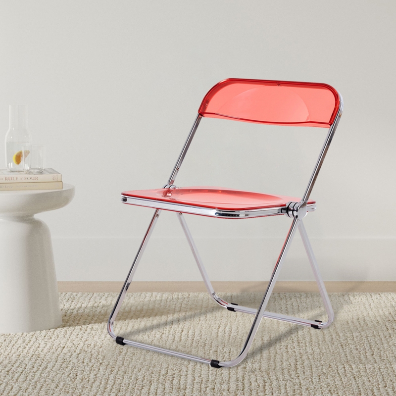 Sigurd Clear Acrylic Folding Chair with Chrome Trim Frame