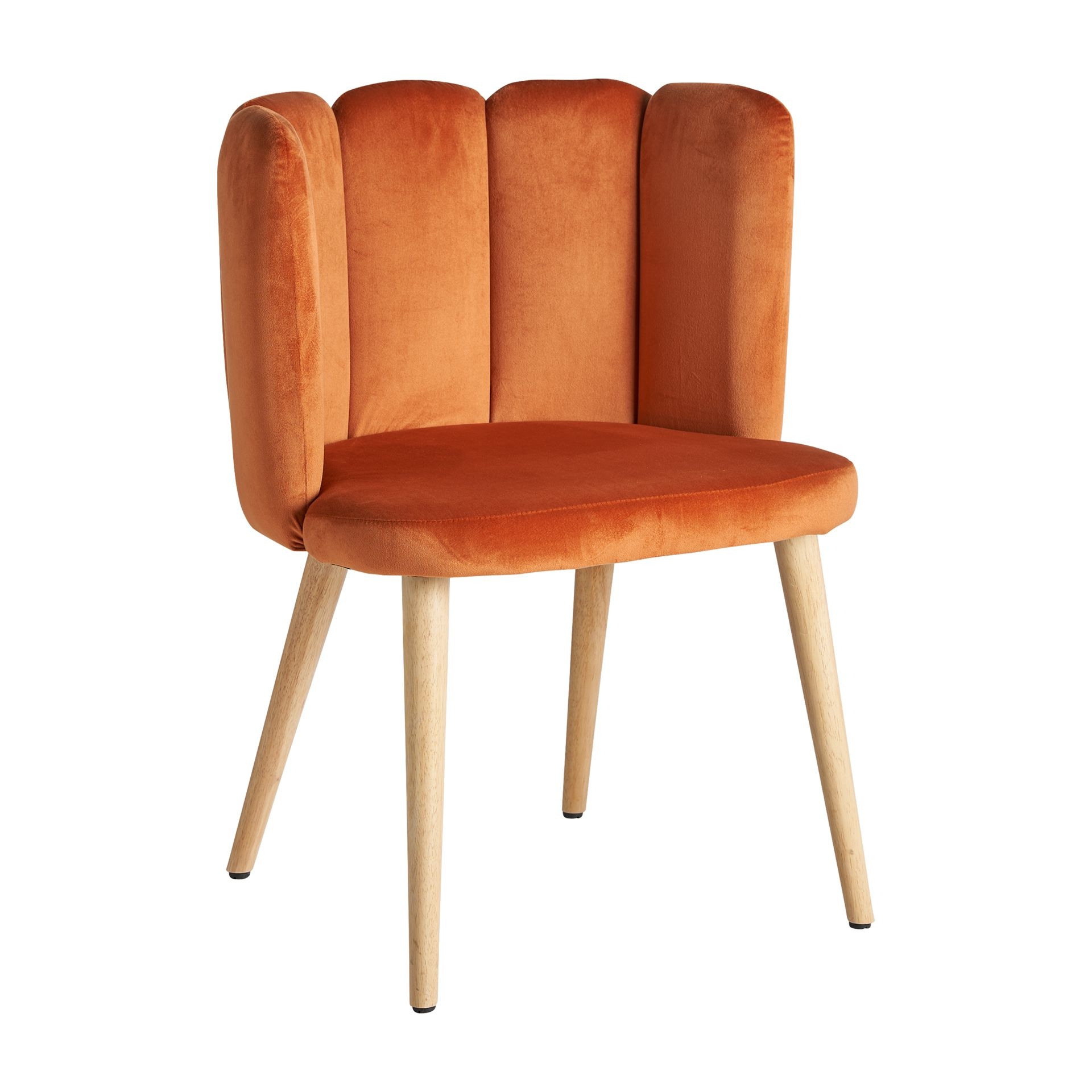 Silla de terciopelo en color naranja de 55x52x74cm