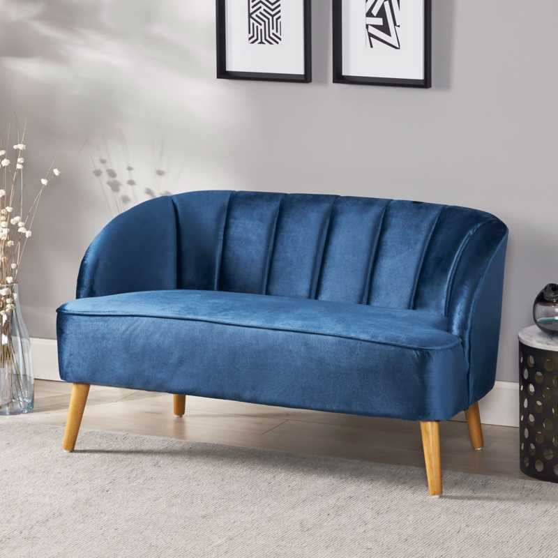 Snowhill 50" Velvet Recessed Arm Settee
