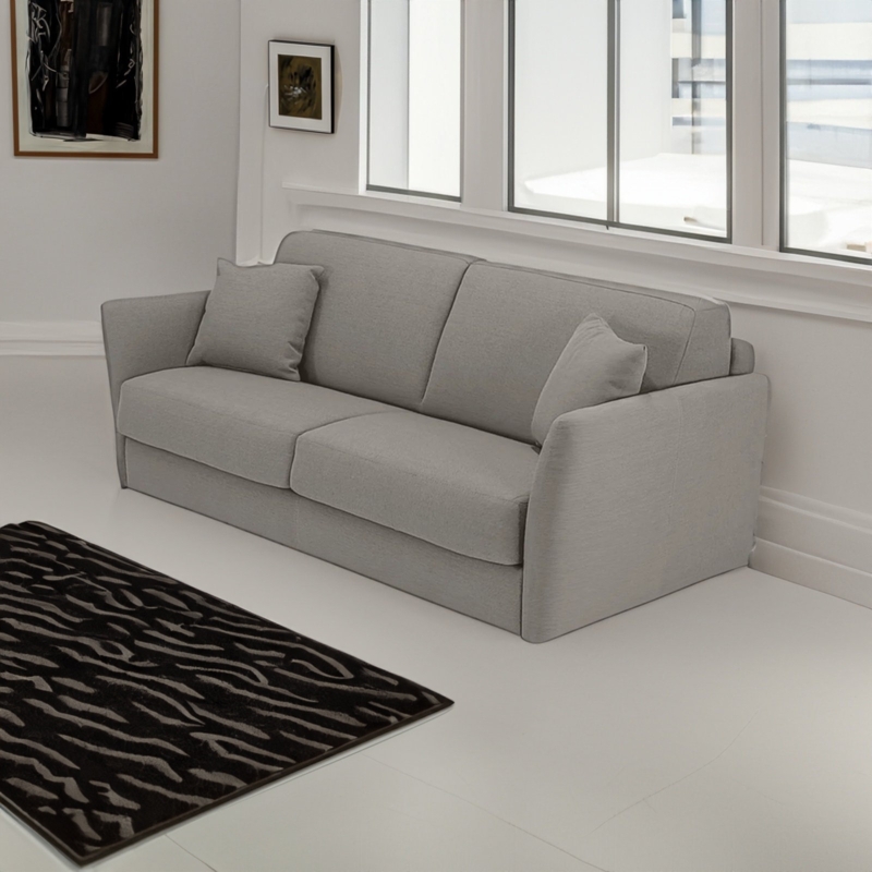 Sofia Italian 75" Top Grain Leather Sofa Bed with Memory Foam Mattress