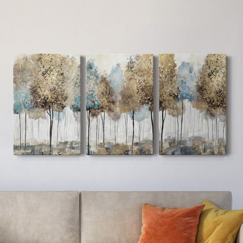 Soft Spring Panoramic - 3 Piece Wrapped Canvas Painting Set