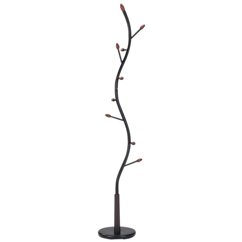 Solid Wood Freestanding 9 - Hook Coat Rack