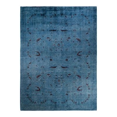 Solo Rugs One-of-a-Kind Contemporary Light Blue 9 ft. x 12 ft. Hand Knotted Overdyed Area Rug