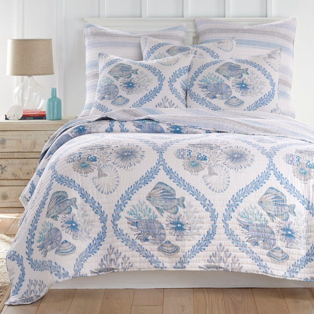 Sonesta Quilt Set - King Quilt and Two King Pillow Shams Blue - Levtex Home