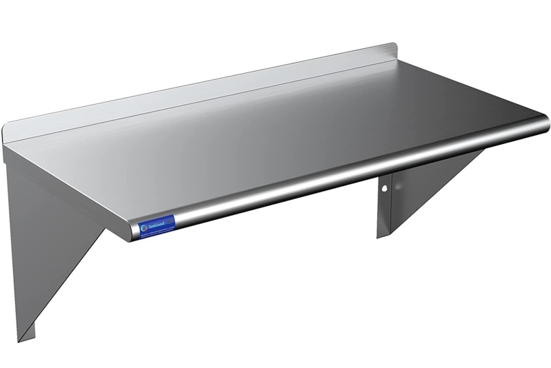 Stainless Steel Wall Shelf. Metal Shelving. NSF.