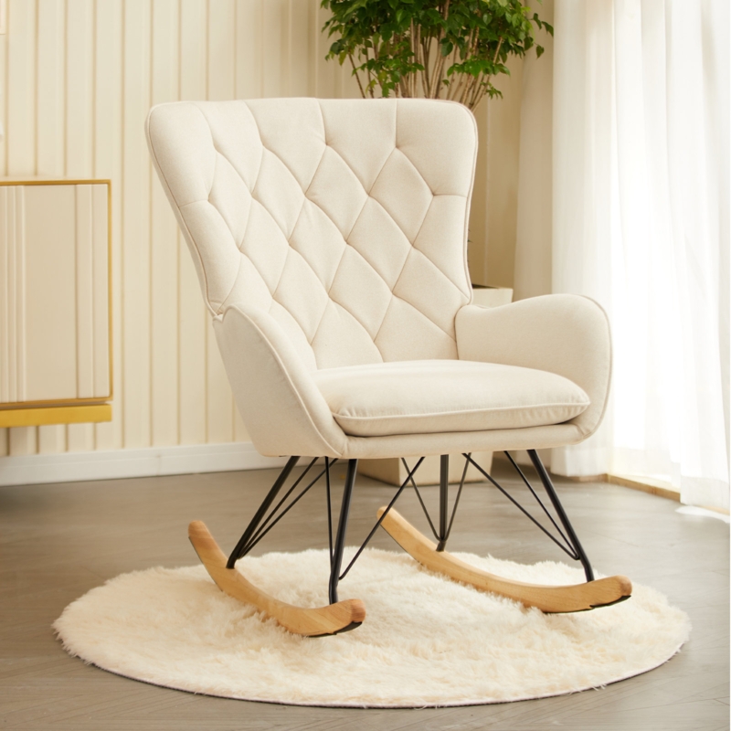 Steves Linen Upholstered Rocking Chair