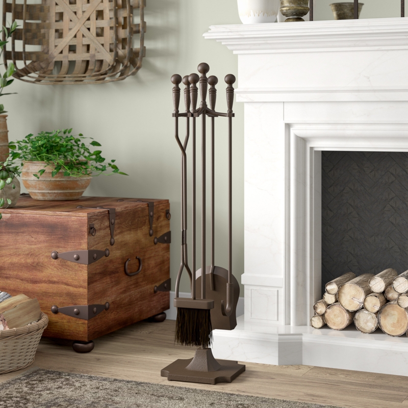 Subrahmanyam 4-Piece Steel Fireplace Tool Set