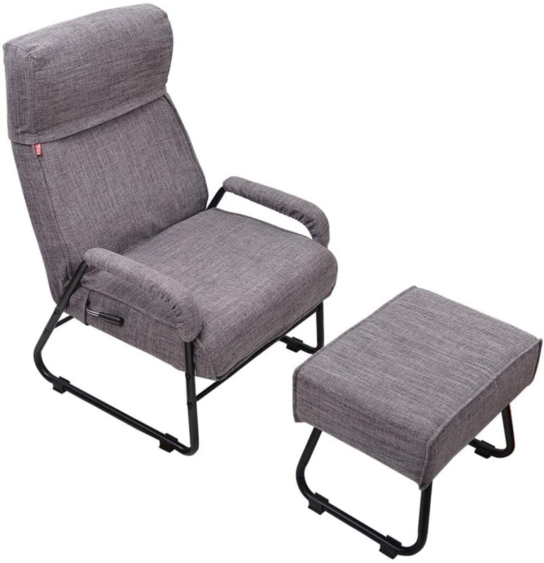Sundale Outdoor Adjustable Rocker Game Chair with Footrest in Gray