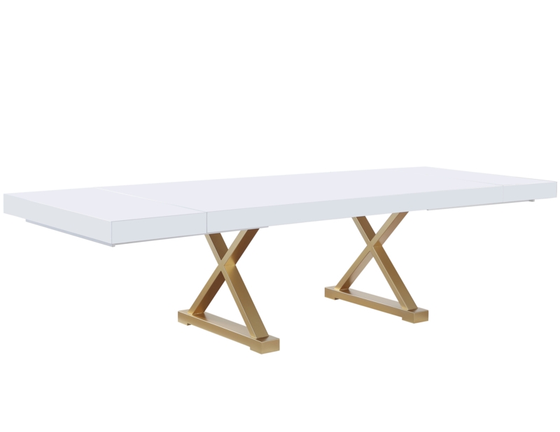 Talassa 104" Inch White Modern with Leaf Dining Table