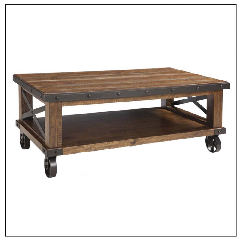 Taos 50" Wide Coffee Table, Canyon Brown, With Casters