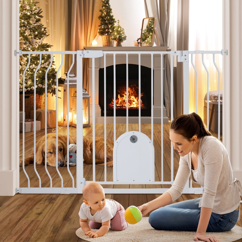 Tenley Metal Safety Gate Pet Gates With Adjustable Cat Door