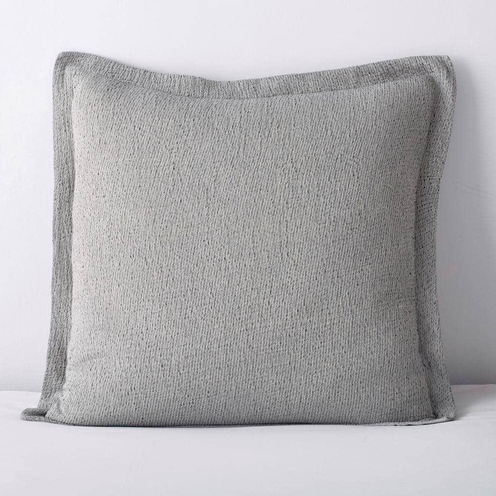 The Company Store Weaver Organic Gray Solid 200-Thread Count Cotton Euro Sham