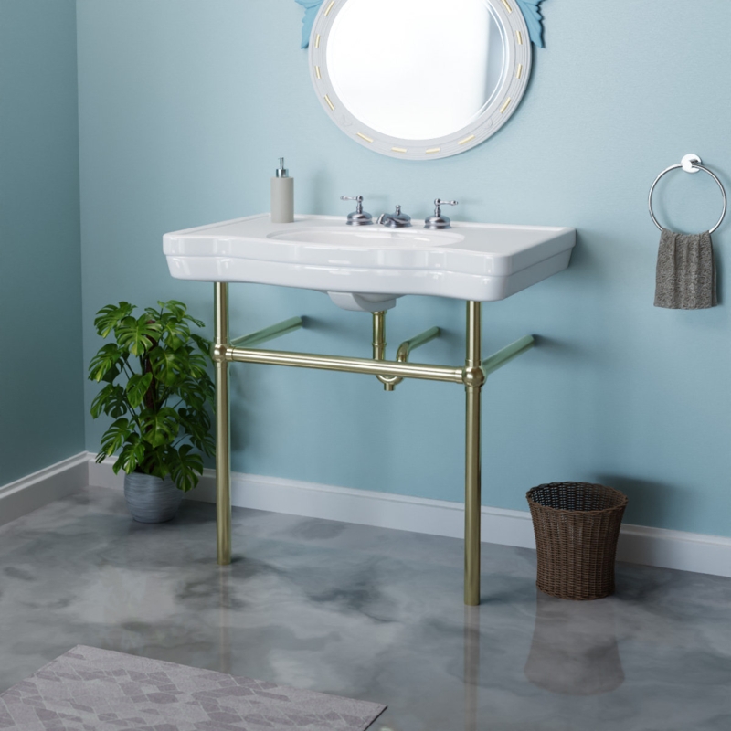 The Renovators Supply Inc. White Vitreous China Rectangular Console Bathroom Sink