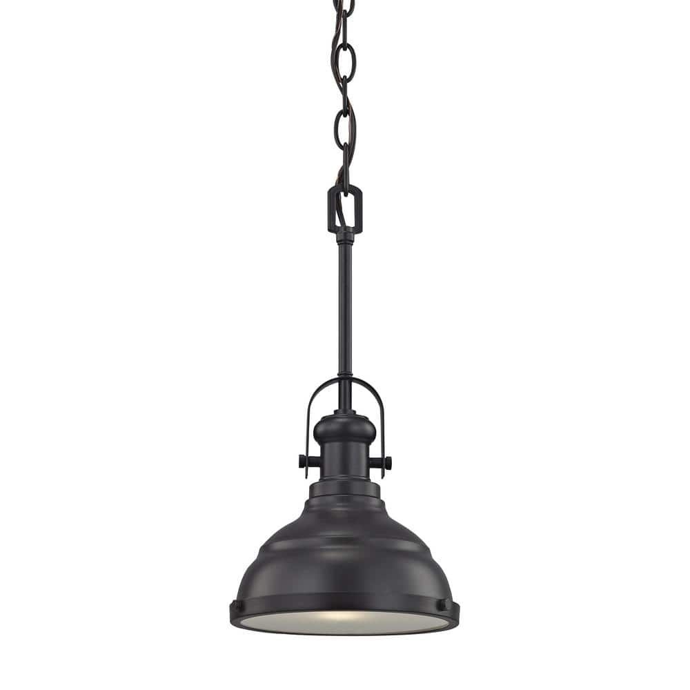 Thomas Lighting Blakesley Small 1-Light Oil Rubbed Bronze with Frosted Glass Pendant