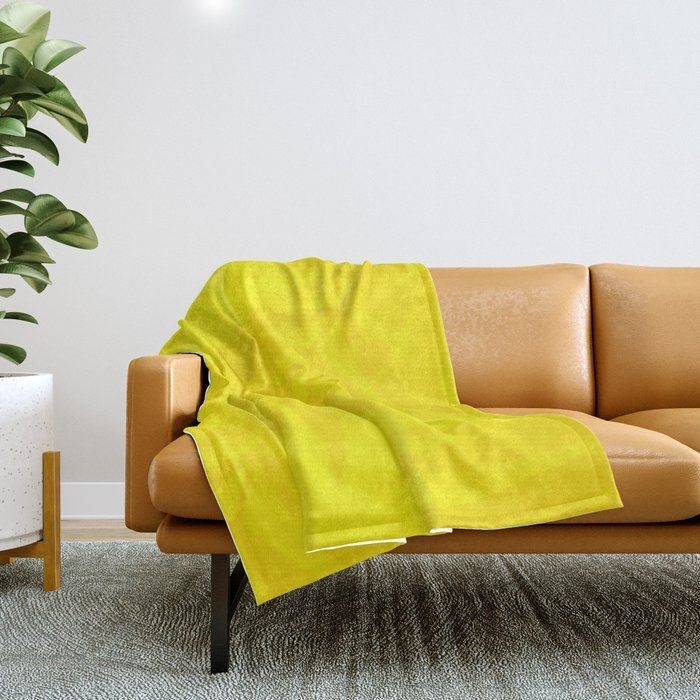 Throw Blanket | Palm Leaves Bright Yellow Color by Pivi Vikstrm - 51" x 60" Blanket - Society6