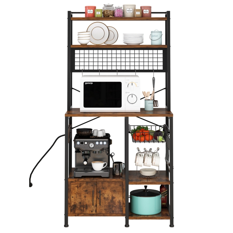 Tinita 31.5'' Iron Standard Baker's Rack with Microwave Compatibility