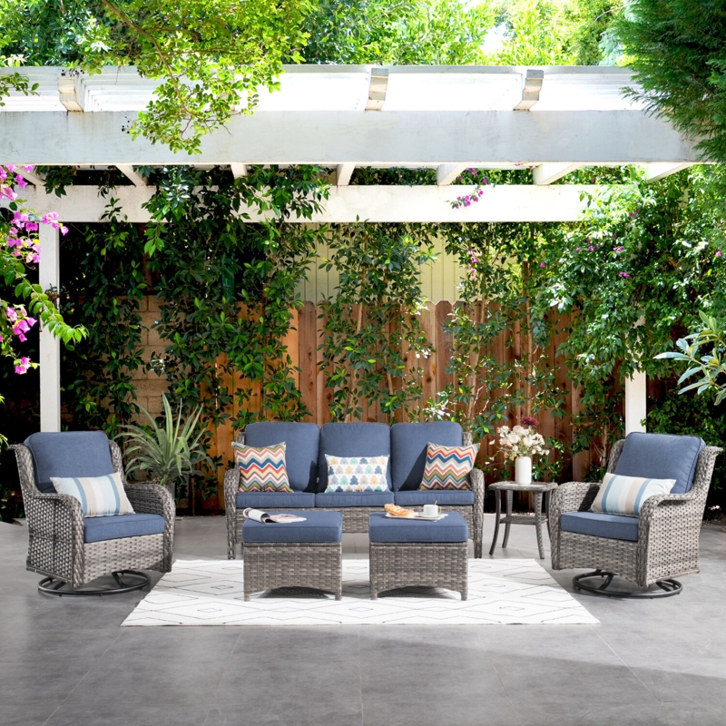 Tommy 6 Piece Wicker/rattan Sofa Seating Group with Cushions