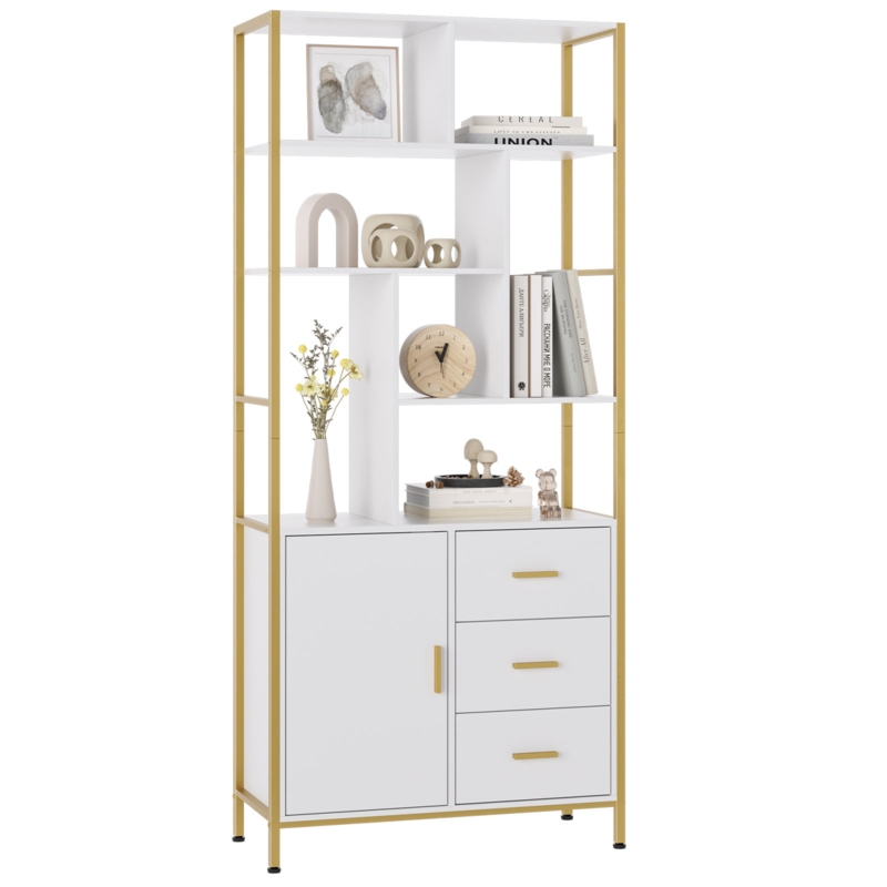 Torney 71.2"H Standard Bookcase With 1 Cabinet and 3 Drawers