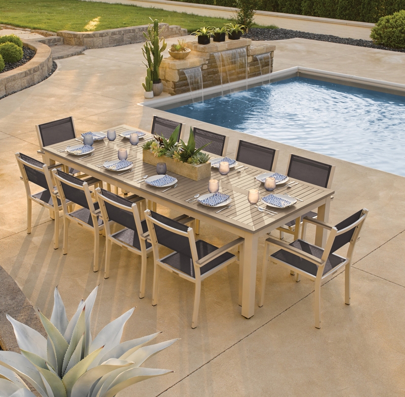 Travira Rectangular 10 - Person 103" Long Powder Coated Aluminum Patio Dining Set