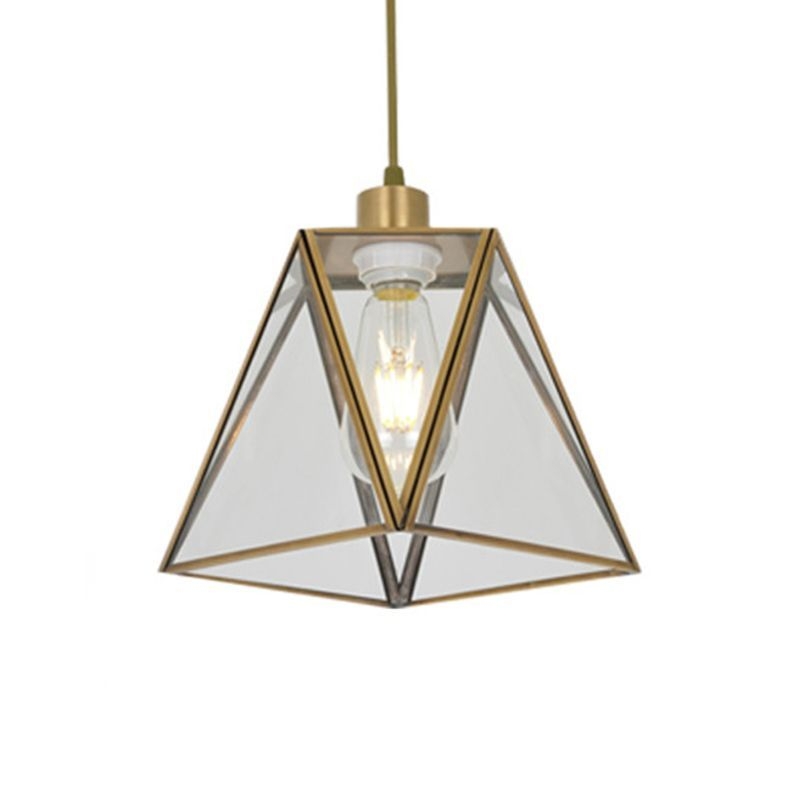 Triangle Hanging Lamp Traditional Silver/Clear Glass 1 Bulb Hanging Lamp for Living Room - Silver