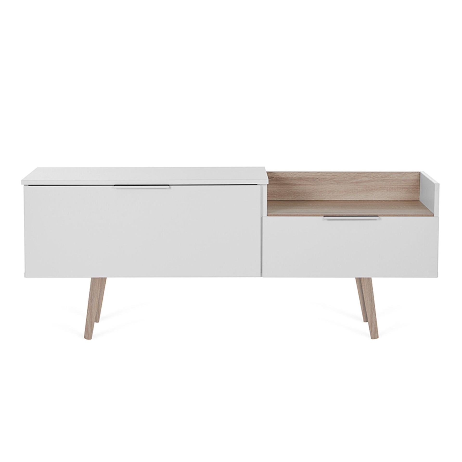 Tristan TV Unit - Light Oak / 2 Drawer / Black Metal Legs