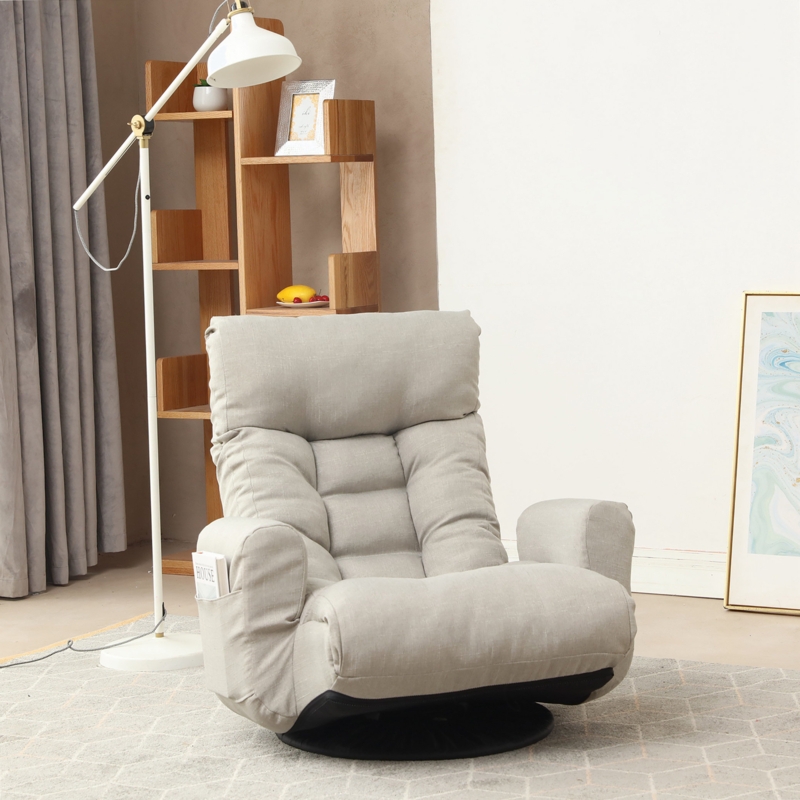 Trule Adlai Reclining Rocker Game Chair in Gray