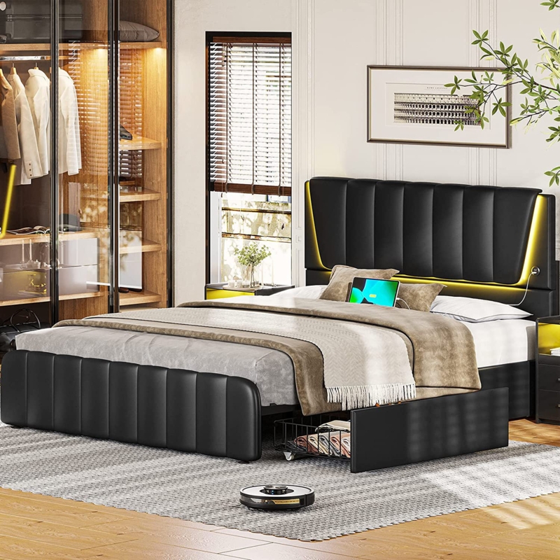 Upholstered Platform Storage Bed