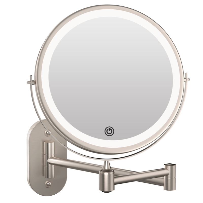 Vanna Round LED Lighted Magnifying Bathroom Wall Mounted Metal Vanity Mirror