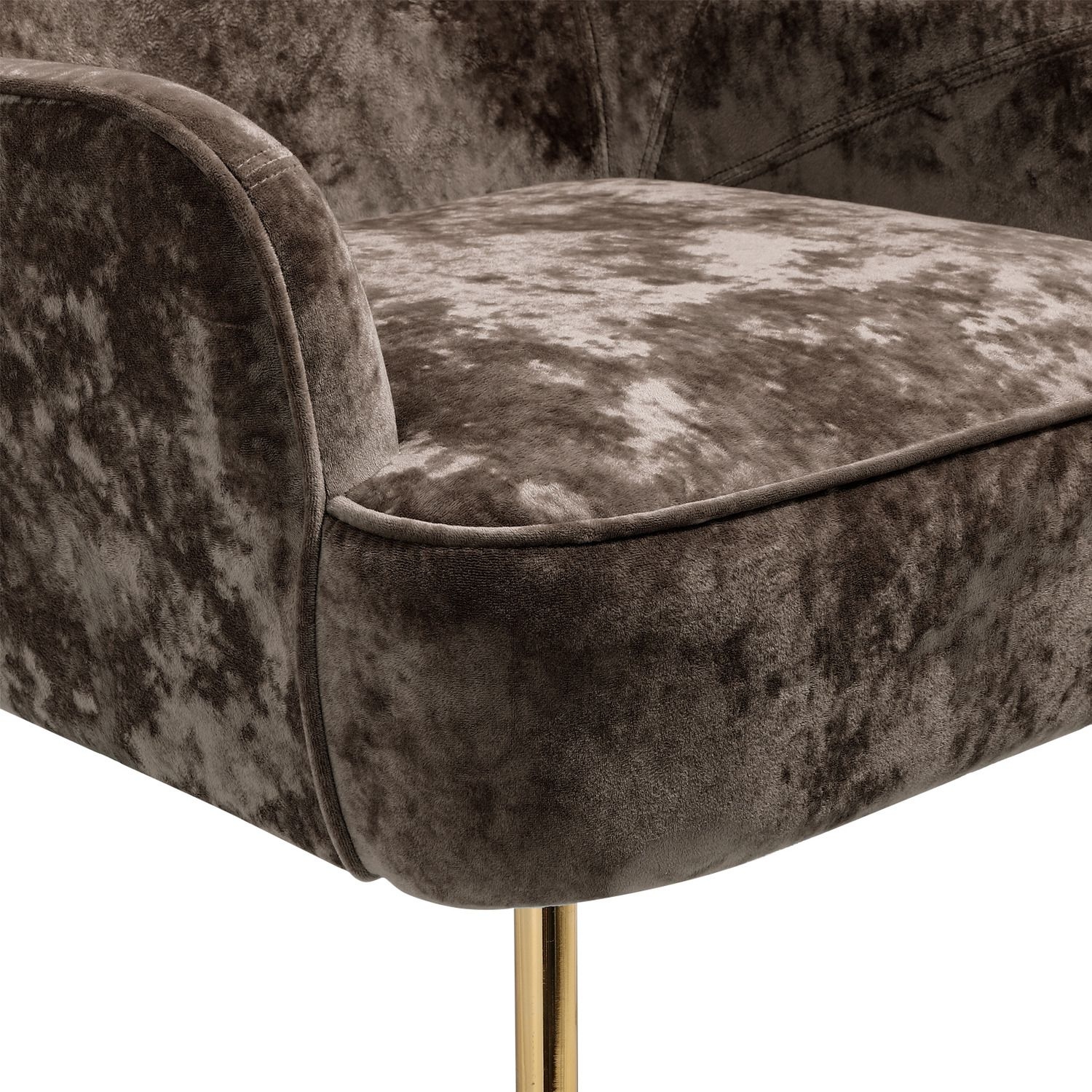 Velvet Armchair with Gold Legs, Leisure Accent Chair for Living Room Cafe - Coffee